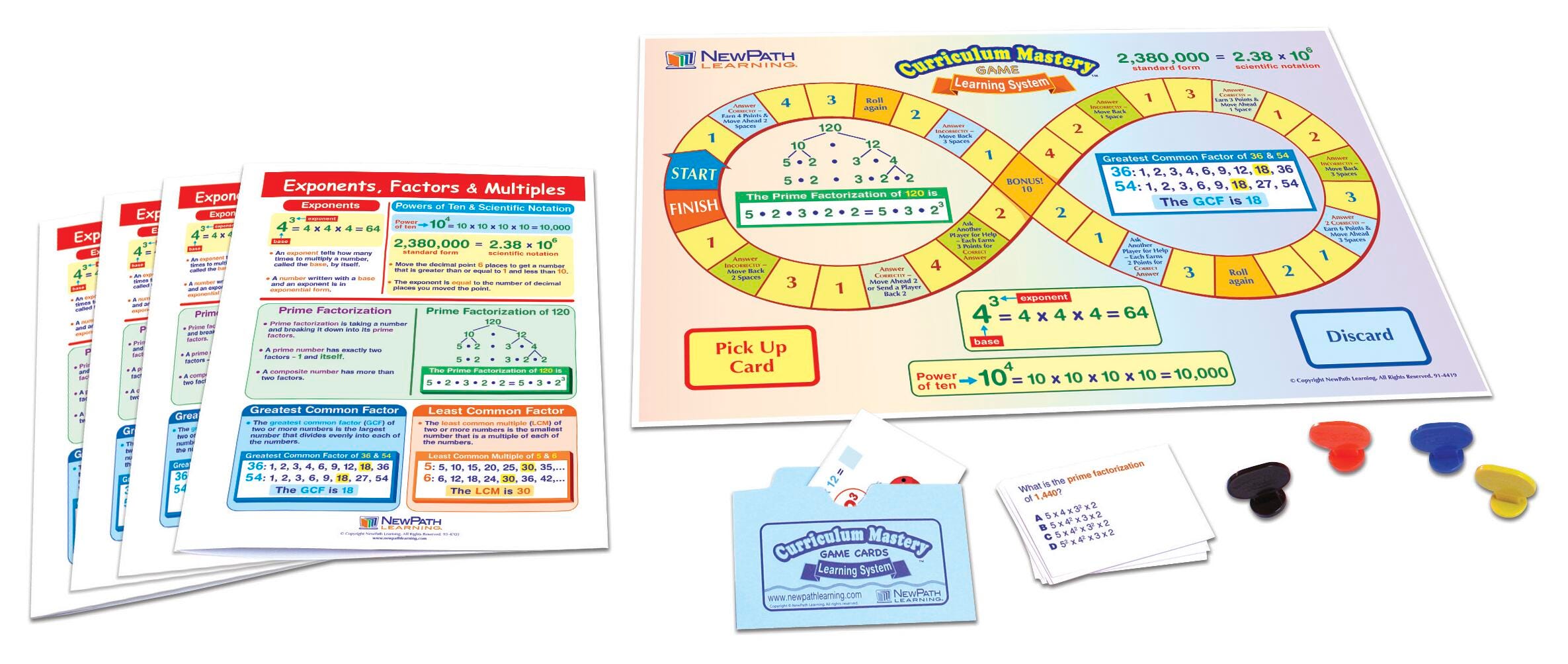 NewPath Learning Exponents, Factors and Multiples Learning Center Game, Grade 6 to 9 1571226